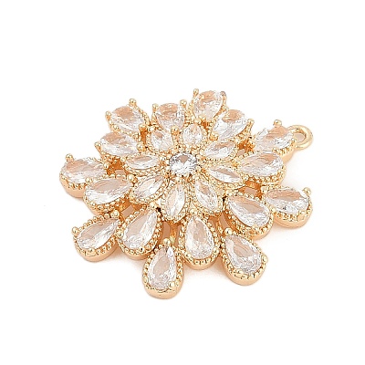 Brass Micro Pave Cubic Zirconia with Glass Pendants KK-Q026-16G-1