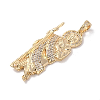 Brass Clear Cubic Zirconia Pendants KK-Z050-03G-04-1