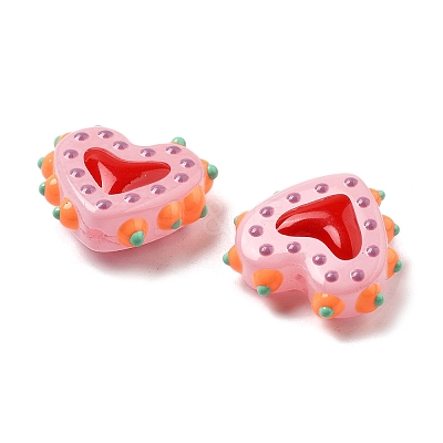 Baking Paint Glass Bumpy Beads Heart LAMP-V001-07C-1