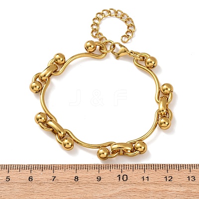 304 Stainless Steel Curved Bar Link Chain Bracelets for Women BJEW-F536-15G-1