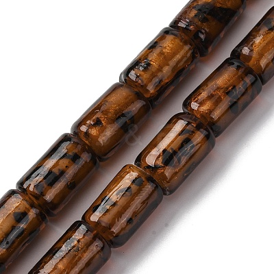 Handmade Gold Sand Lampwork Beads Strands LAMP-Q045-03A-1