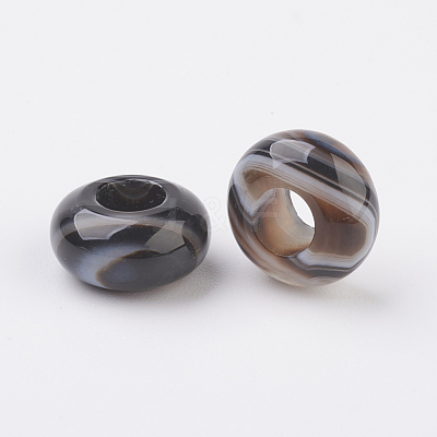 Natural Striped Agate/Banded Agate European Beads G-G740-12x6mm-23-1
