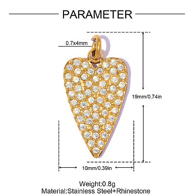 304 Stainless Steel with Rhinestone Pendants RB-A26-06-02-34G-01-1