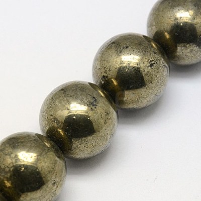 Natural Pyrite Beads Strands G-L031-14mm-01-1