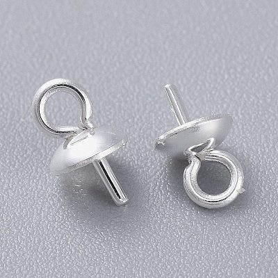 304 Stainless Steel Cup Pearl Peg Bails Pin Pendants STAS-K210-09B-S-1