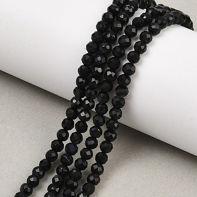 Natural Dyed & Heated Black Onyx Beads Strands G-A129-3mm-25-1