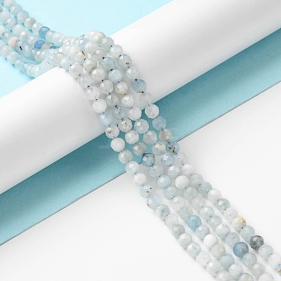 Natural Aquamarine Beads Strands X-G-E411-19E-4mm-1