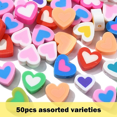 50Pcs Handmade Polymer Clay Beads CLAY-YW0002-34-1
