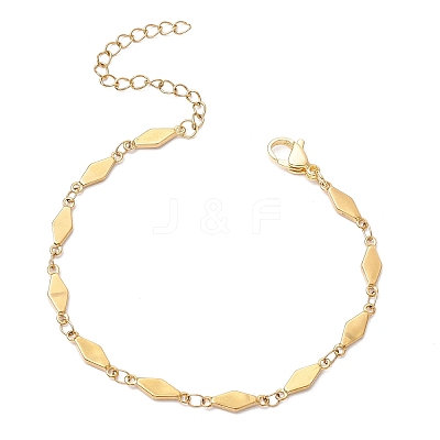 304 Stainless Steel Rhombus Link Chain Bracelets for Women BJEW-JB11603-01-1
