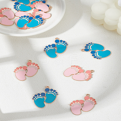 12Pcs 2 Colors Alloy Enamel Pendants ENAM-LP0002-14-1