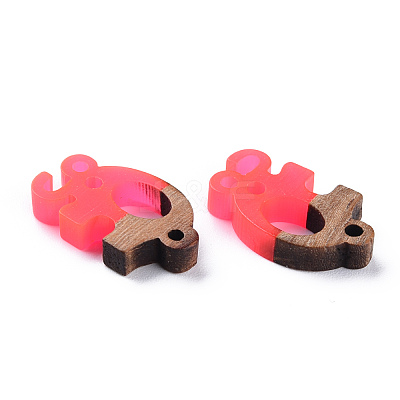 Opaque Resin & Walnut Wood Links Connectors RESI-T035-51-1