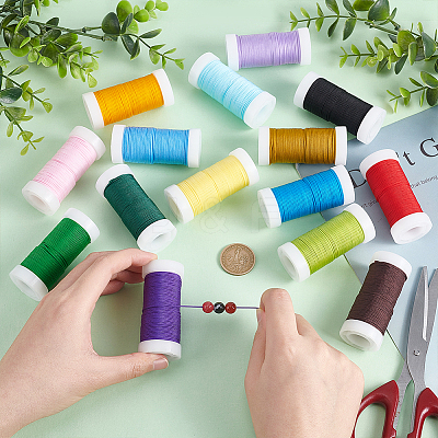 15 Rolls 15 Colors Nylon Braided Cord OCOR-PH0001-88-1