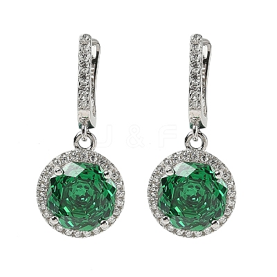 925 Sterling Silver Micro Pave Cubic Zirconia Hoop Earrings EJEW-B147-01A-02-1