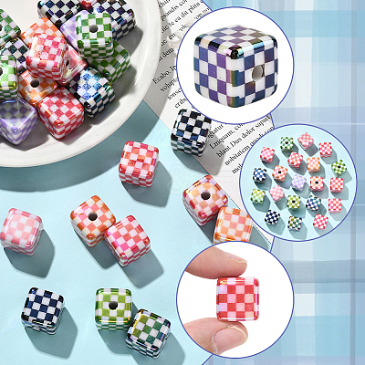 30Pcs UV Plating Opaque Acrylic Beads OACR-SP0001-92-1