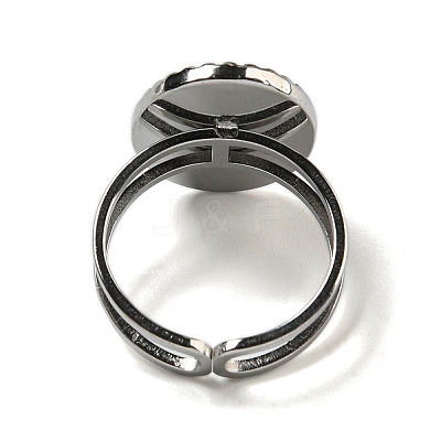 Oval with Teardrop 304 Stainless Steel Open Cuff Rings STAS-Z060-14P-1