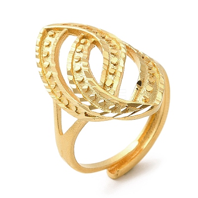 Light Gold Brass Adjustable Rings for Women LS-RJEW-A022-01C-1