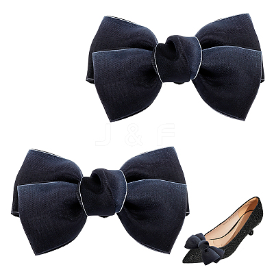 Polyester Bowknot Shoe Decorations AJEW-WH0323-25F-1