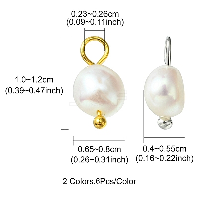 12Pcs 2 Styles Natural Cultured Freshwater Pearl Oval Charms FIND-YW0003-57-1