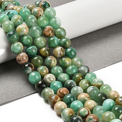 Natural Green Line Jasper  Beads Strands X-G-B128-A03-03-1