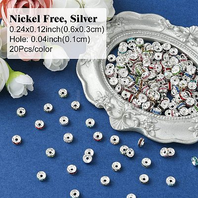 240Pcs 12 Colors Brass Grade A Rhinestone Spacer Beads KK-YW0002-34S-1