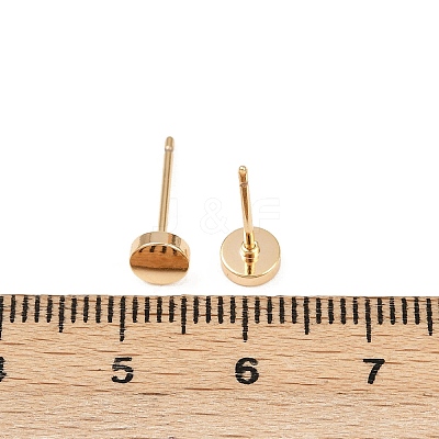 Brass Flat Round Stud Earrings for Women EJEW-G441-06E-G-1
