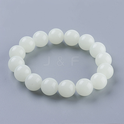 Synthetic Luminous Stone Beaded Stretch Bracelet BJEW-P203-8mm-01B-1