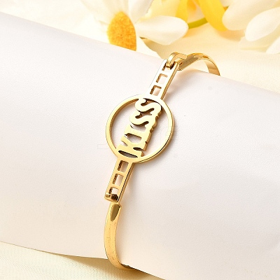 201 Stainless Steel Flat Round Link Bangles for Women LS-BJEW-R014-01G-02-1