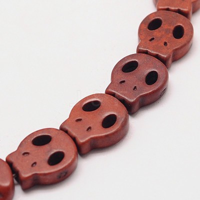 Skull Synthetic Turquoise Beads Strands TURQ-I023-28x25mm-M-1