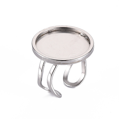 Non-Tarnish 201 Stainless Steel Cuff Pad Ring Settings X-STAS-S080-040F-P-1