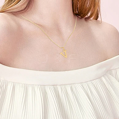 1pc 304 Stainless Steel Letter Pendant Necklaces NJEW-LP0001-38V-G-1