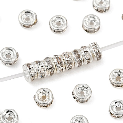 Rack Plating Rondelle Brass Grade A Crystal Rhinestone Spacer Beads RB-D300-S-1