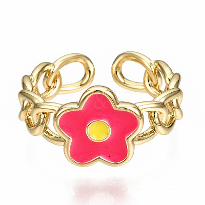 Brass Enamel Cuff Rings RJEW-N035-007-NF-1
