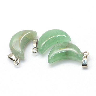 Moon Natural Green Aventurine Pendants G-Q369-03-1