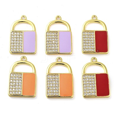 Brass Micro Pave Clear Cubic Zirconia Pendants KK-F871-10G-1