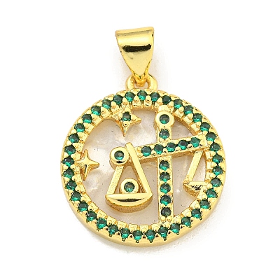 Brass Micro Pave Clear Cubic Zirconia Pendants KK-K354-04G-10-1
