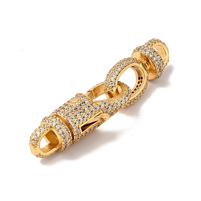 Brass Micro Pave Clear Cubic Zirconia Interlocking Clasps KK-J301-01-1