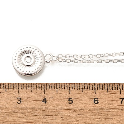 304 Stainless Steel Flat Round Coin Pendant Cable Chain Necklaces for Women STAS-Z108-02S-01-1