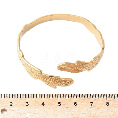 Leaf 304 Stainless Steel Cuff Bangles for Women BJEW-U032-09G-1