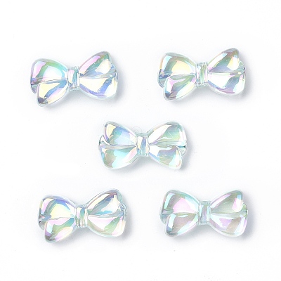 UV Plating Rainbow Iridescent Acrylic Beads OACR-H015-01-1