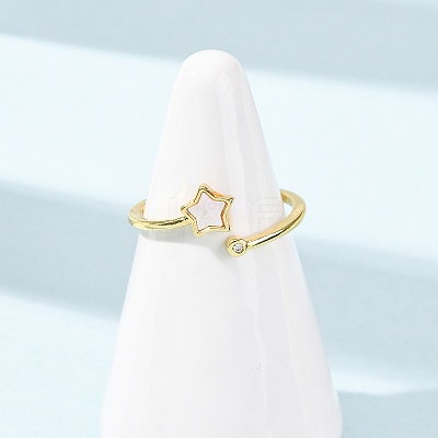 Brass Micro Pave Cubic Zirconia Cuff Rings for Women RJEW-K309-39B-G-1