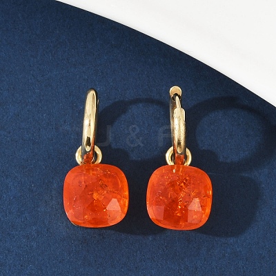 304 Stainless Steel Glass Hoop Earrings EJEW-Z089-30G-1