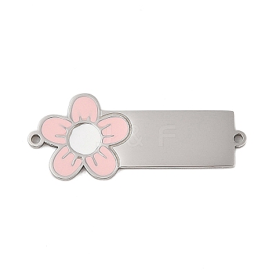 304 Stainless Steel Pink Enamel Connector Charms STAS-P377-14P-B-1