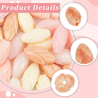 40Pcs 4 Colors Dyed Synthetic Coral & Resin Beads SHEL-SP0001-07B-1