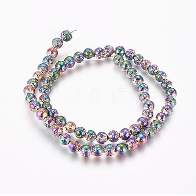 Electroplated Natural Lava Rock Beads Strands G-G826-06-4mm-1