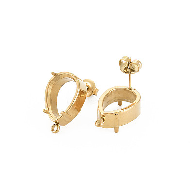 Ion Plating(IP) 304 Stainless Steel Stud Earring Findings X-STAS-N097-235LG-1