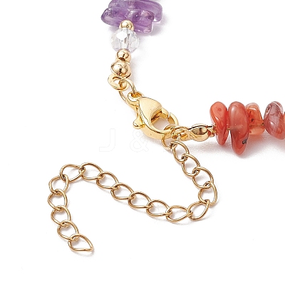 Chakra Natural Rose Quartz & Amethyst & Apatite & Aquamarine & Green Aventurine & Tiger Eye & Carnelian Chip Beaded Bracelets for Women BJEW-JB11740-02-1