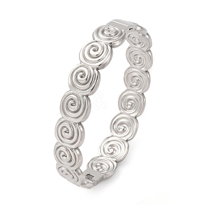 Spiral 304 Stainless Steel Bangles for Women BJEW-Q045-03P-1