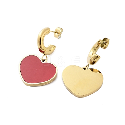 Ion Plating(IP) 304 Stainless Steel Heart Stud Earrings EJEW-A114-11G-02-1