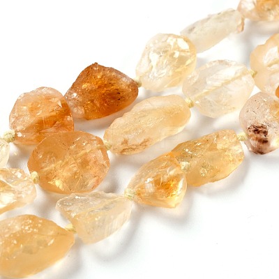 Rough Raw Heated Natural Citrine Beads Strands G-G010-13-1