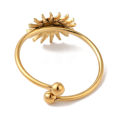 Ion Plating(IP) 304 Stainless Steel Sun Open Cuff Rings for Women RJEW-M167-09C-G-1